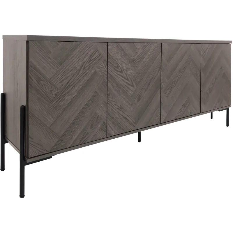 Sideboard Loft24 Vitt fiskbensmönster/vit ek, Hvid eg i sildebensmønster / hvid eg