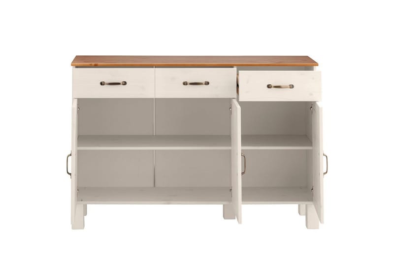 Skænk & skænkesektion Loft24 Skænk Alby 125x38x85 cm, hvid/honning Vit,Natur - Opbevaring - Opbevaringsmøbler - Skænke & sideboards