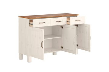 Skænk & skænkesektion Loft24 Skænk Alby 125x38x85 cm, hvid/honning Vit,Natur - Opbevaring - Opbevaringsmøbler - Skænke & sideboards