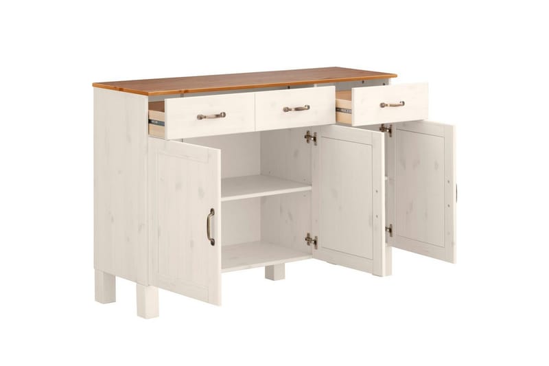 Skænk & skænkesektion Loft24 Skænk Alby 125x38x85 cm, hvid/honning Vit,Natur - Opbevaring - Opbevaringsmøbler - Skænke & sideboards
