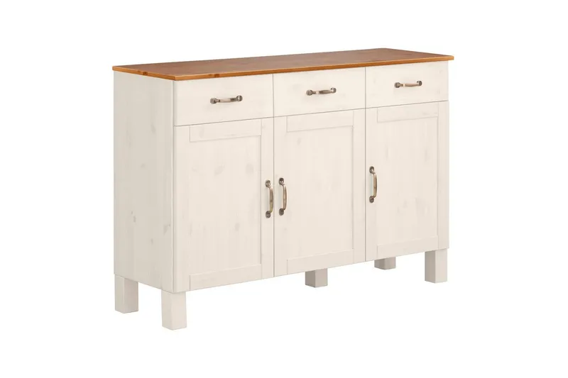 Skænk & skænkesektion Loft24 Skænk Alby 125x38x85 cm, hvid/honning Vit,Natur, undefined
