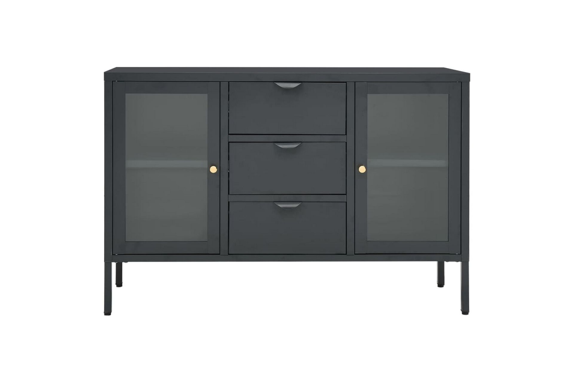 skænk 105x35x70 cm stål og glas antracitgrå - Antracit - Opbevaring - Opbevaringsmøbler - Skænke & sideboards