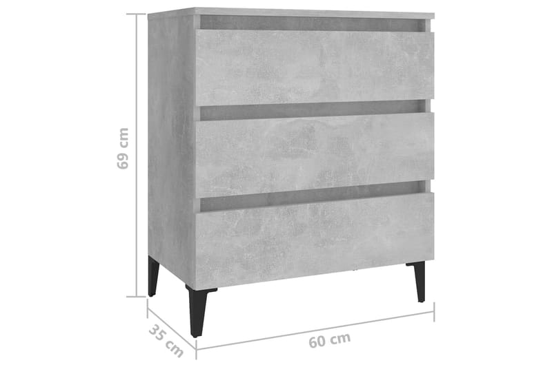 skænk 60x35x69 cm spånplade betongrå - Grå - Skænke & sideboards