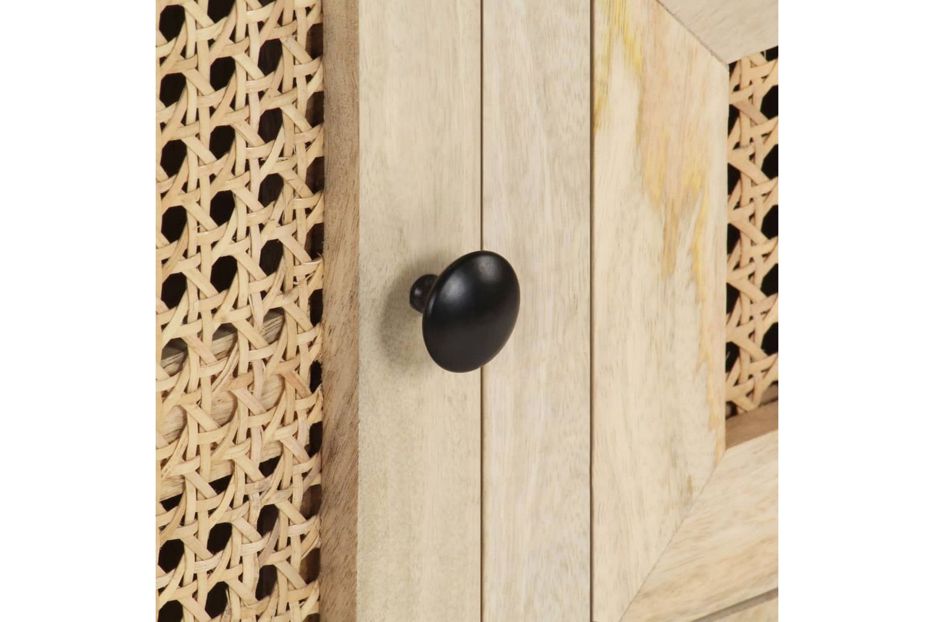 Skænk 60x35x70 cm massivt Mangotræ og Naturligt Rørflet - Brun - Opbevaring - Opbevaringsmøbler - Skænke & sideboards