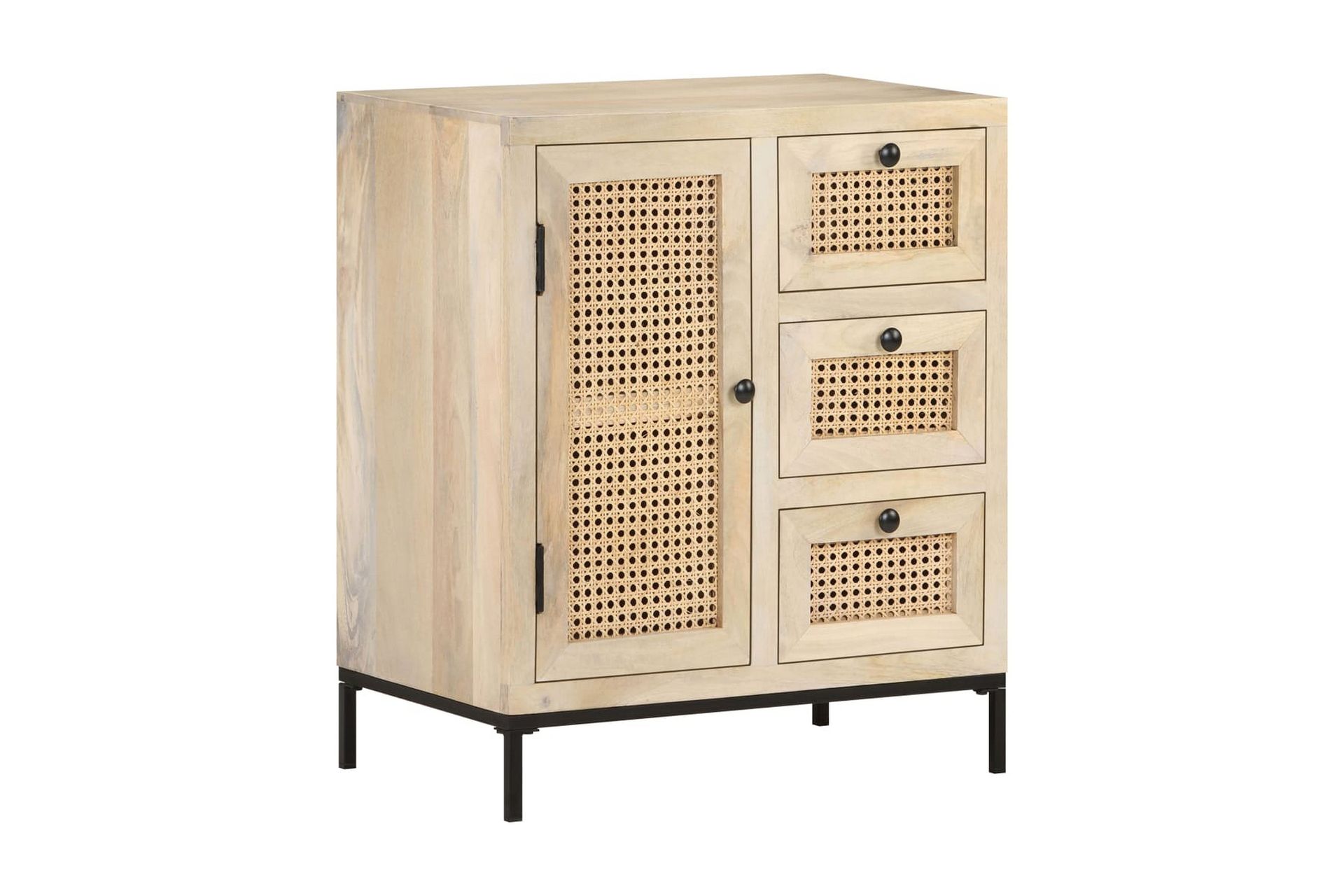 Skænk 60x35x70 cm massivt Mangotræ og Naturligt Rørflet - Brun - Opbevaring - Opbevaringsmøbler - Skænke & sideboards