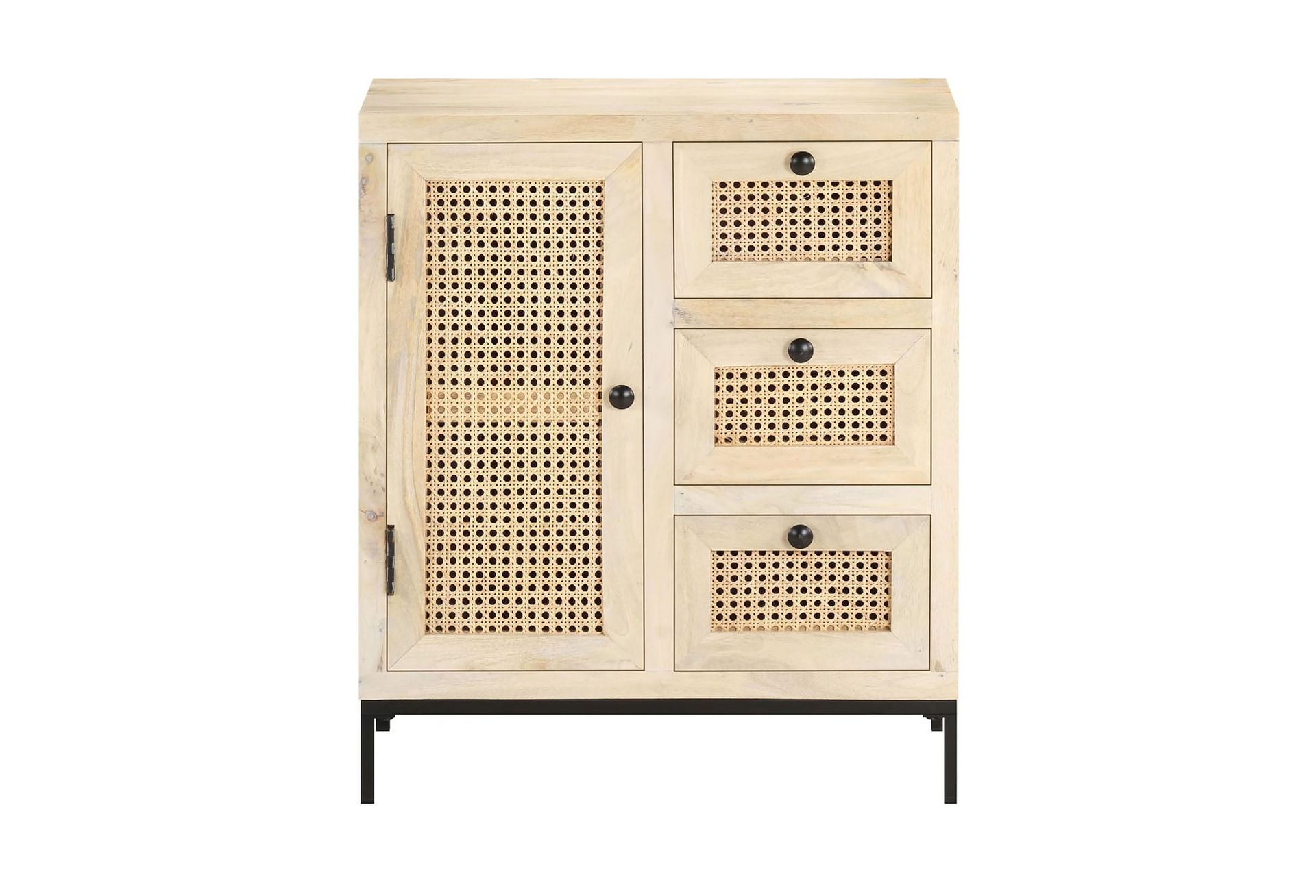 Skænk 60x35x70 cm massivt Mangotræ og Naturligt Rørflet - Brun - Opbevaring - Opbevaringsmøbler - Skænke & sideboards