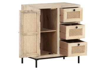 Skænk 60x35x70 cm massivt Mangotræ og Naturligt Rørflet - Brun - Opbevaring - Opbevaringsmøbler - Skænke & sideboards