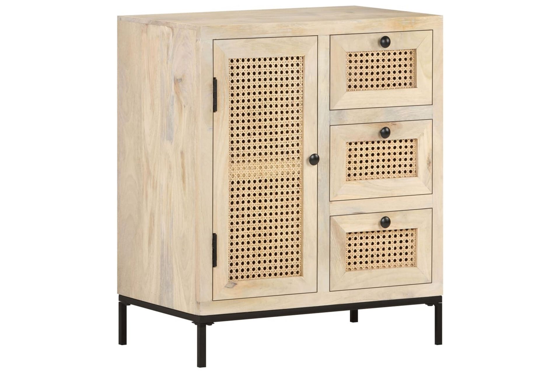 Skænk 60x35x70 cm massivt Mangotræ og Naturligt Rørflet - Brun - Opbevaring - Opbevaringsmøbler - Skænke & sideboards