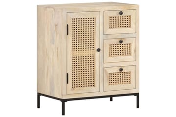 Skænk 60x35x70 cm massivt Mangotræ og Naturligt Rørflet - Brun - Opbevaring - Opbevaringsmøbler - Skænke & sideboards