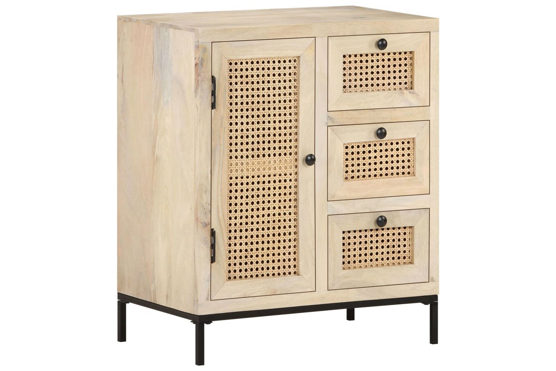 Skænk 60x35x70 cm massivt Mangotræ og Naturligt Rørflet - Brun - Opbevaring - Opbevaringsmøbler - Skænke & sideboards