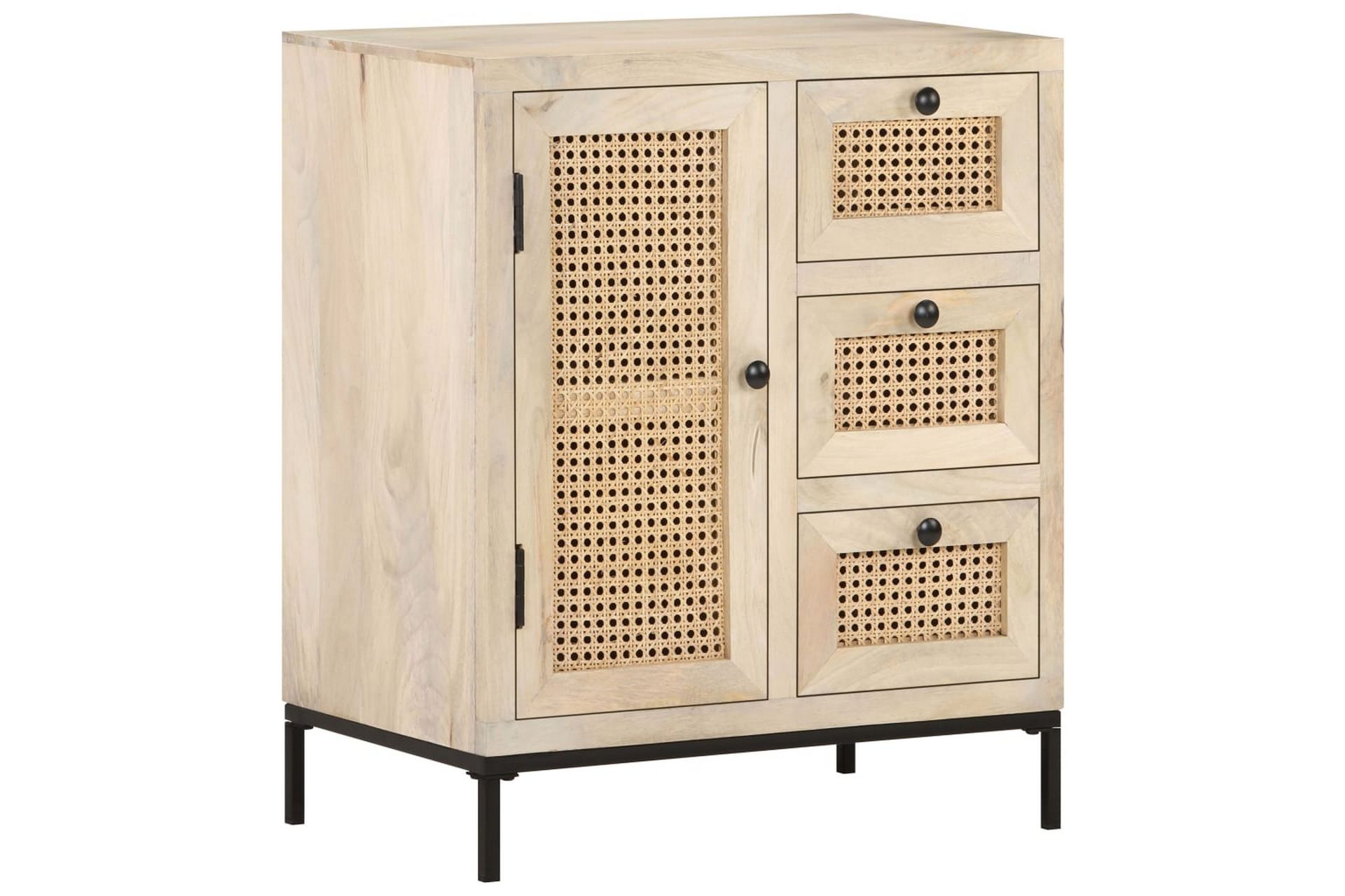 Skænk 60x35x70 cm massivt Mangotræ og Naturligt Rørflet - Brun - Opbevaring - Opbevaringsmøbler - Skænke & sideboards