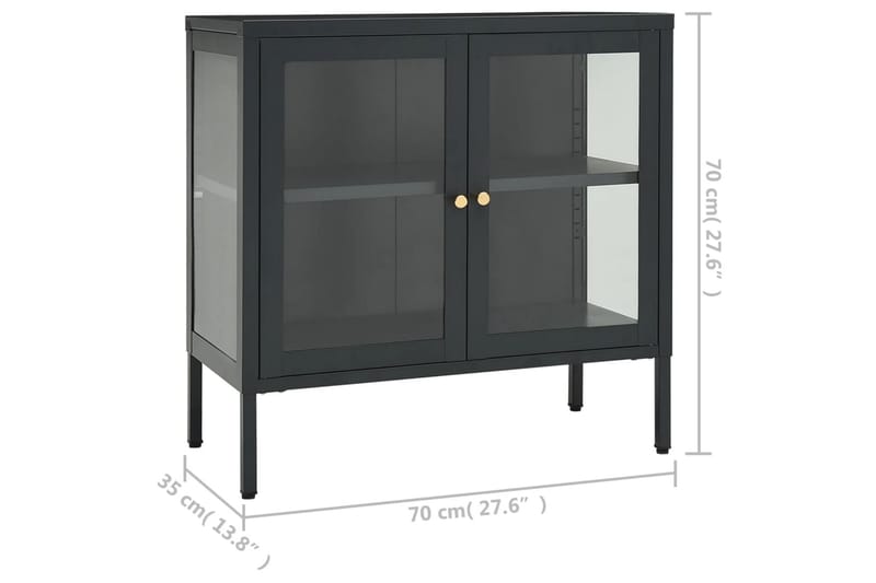 skænk 70x35x70 cm stål og glas antracitgrå - Antracit - Opbevaring - Opbevaringsmøbler - Skænke & sideboards