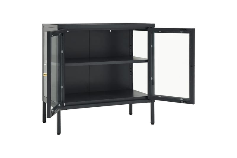 skænk 70x35x70 cm stål og glas antracitgrå - Antracit - Opbevaring - Opbevaringsmøbler - Skænke & sideboards