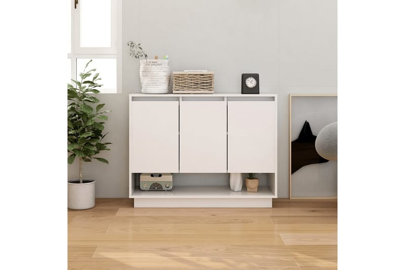 skænk 97x31x75 cm spånplade hvid højglans - Hvid - Opbevaring - Opbevaringsmøbler - Skænke & sideboards