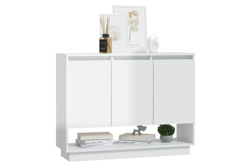 skænk 97x31x75 cm spånplade hvid højglans - Hvid - Opbevaring - Opbevaringsmøbler - Skænke & sideboards