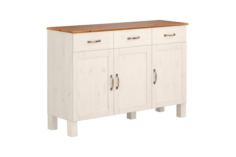Skænk Alby 125x38x85 cm, Hvid/Honning - 125x38x85 cm, Hvid/Honning - Opbevaring - Opbevaringsmøbler - Skænke & sideboards