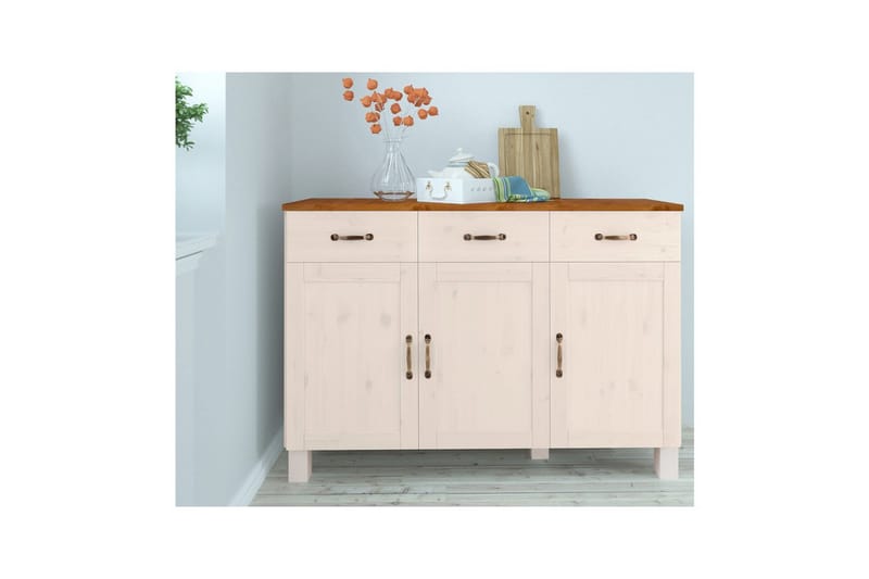 Skænk Alby 125x38x85 cm, Hvid/Honning - 125x38x85 cm, Hvid/Honning - Opbevaring - Opbevaringsmøbler - Skænke & sideboards