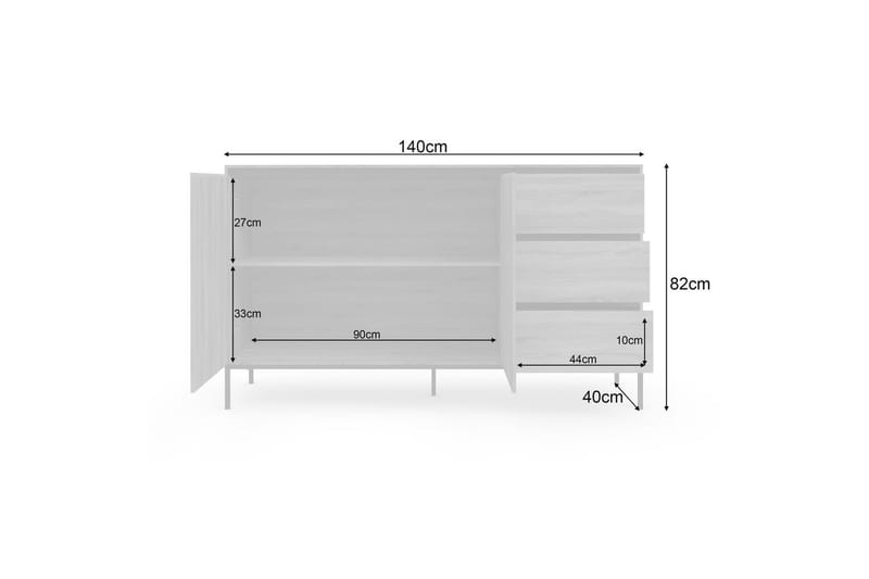 Skænk Bari 140x40x82 cm - 140x40x82 cm - Opbevaring - Opbevaringsmøbler - Skænke & sideboards