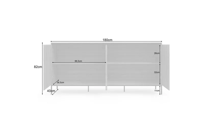 Skænk Bari 175x40x82 cm - 175x40x82 cm - Opbevaring - Opbevaringsmøbler - Skænke & sideboards