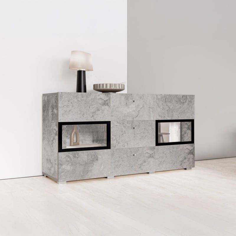 Skænk Baros 2 Døre med 3 Skuffer - Betonlys - Opbevaring - Opbevaringsmøbler - Skænke & sideboards
