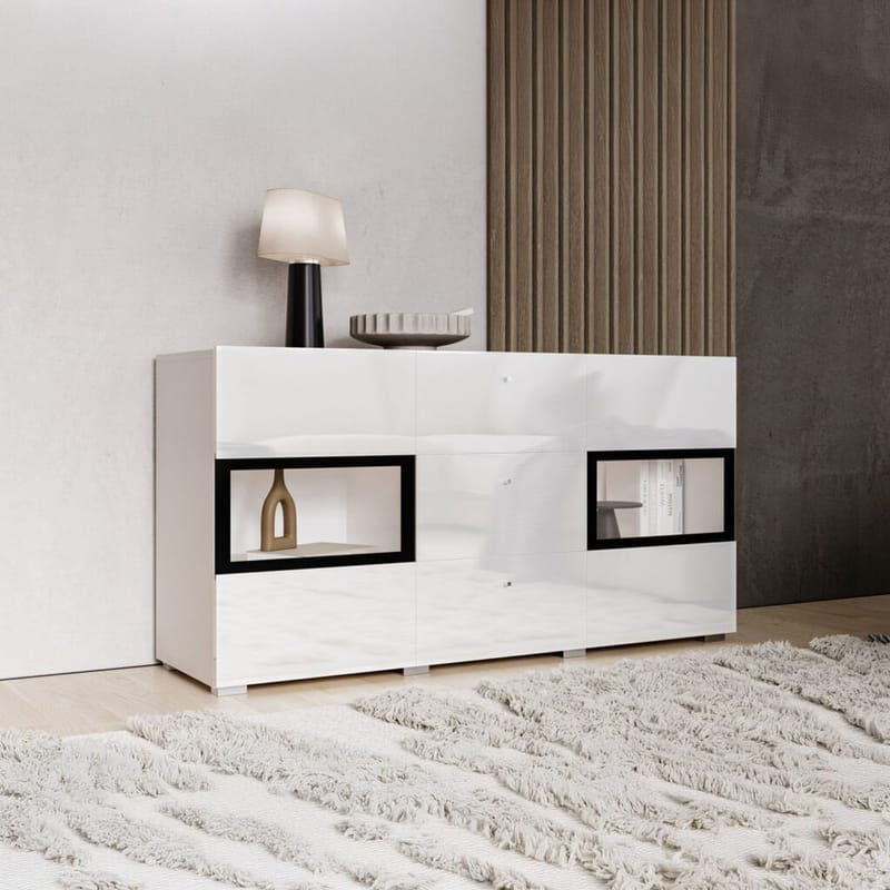 Skænk Baros 2 Døre med 3 Skuffer - Hvid Laminat - Opbevaring - Opbevaringsmøbler - Skænke & sideboards