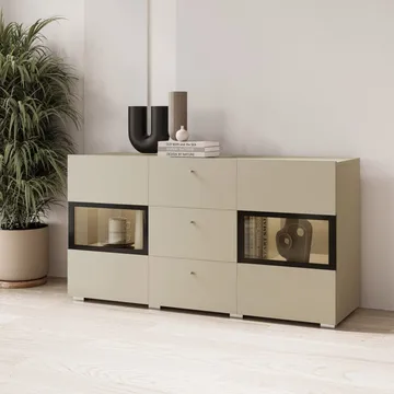 Skænk Baros 2 Døre med 3 Skuffer - Lys Beige - Opbevaring - Opbevaringsmøbler - Skænke & sideboards