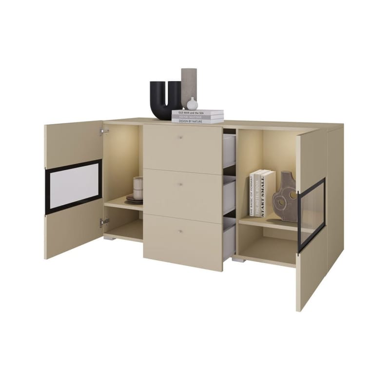 Skænk Baros 2 Døre med 3 Skuffer - Lys Beige - Opbevaring - Opbevaringsmøbler - Skænke & sideboards