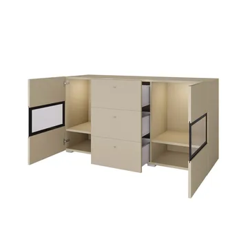 Skænk Baros 2 Døre med 3 Skuffer - Lys Beige - Opbevaring - Opbevaringsmøbler - Skænke & sideboards