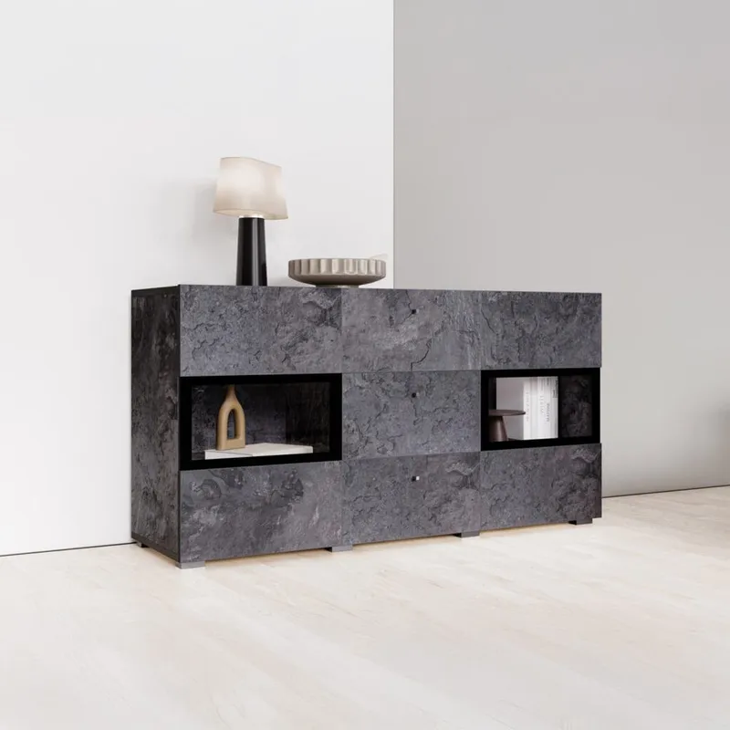 Skænk Baros 2 Døre med 3 Skuffer - Skifer - Opbevaring - Opbevaringsmøbler - Skænke & sideboards