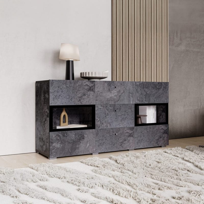 Skænk Baros 2 Døre med 3 Skuffer - Skifer - Opbevaring - Opbevaringsmøbler - Skænke & sideboards