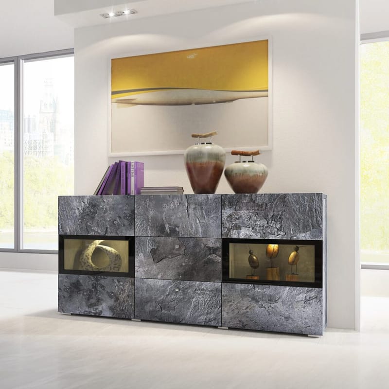 Skænk Baros 2 Døre med 3 Skuffer - Skifer - Opbevaring - Opbevaringsmøbler - Skænke & sideboards