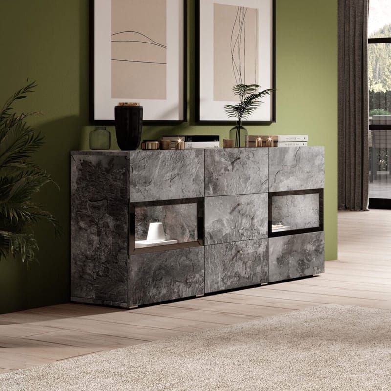 Skænk Baros 2 Døre med 3 Skuffer - Skifer - Opbevaring - Opbevaringsmøbler - Skænke & sideboards