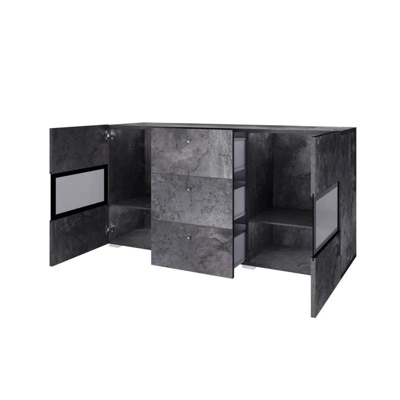 Skænk Baros 2 Døre med 3 Skuffer - Skifer - Opbevaring - Opbevaringsmøbler - Skænke & sideboards