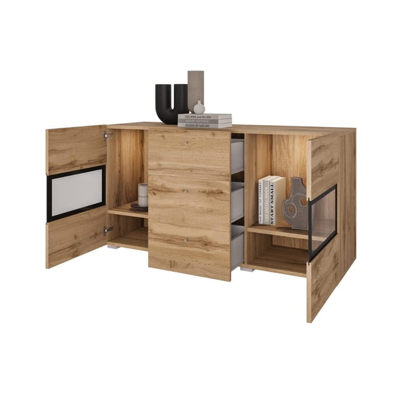 Skænk Baros 2 Døre med 3 Skuffer - Wotan Eg - Opbevaring - Opbevaringsmøbler - Skænke & sideboards