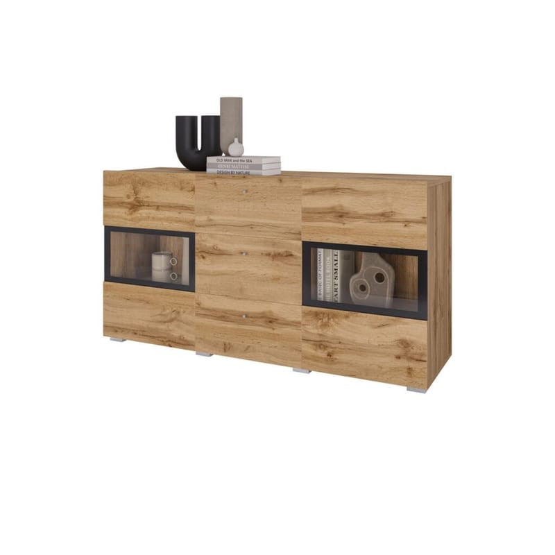 Skænk Baros 2 Døre med 3 Skuffer - Wotan Eg - Opbevaring - Opbevaringsmøbler - Skænke & sideboards