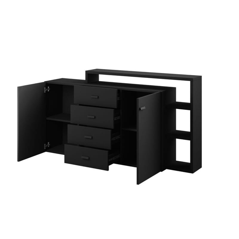Skænk Bota 2 Døre med 4 Skuffer - Sort Supermat - Opbevaring - Opbevaringsmøbler - Skænke & sideboards