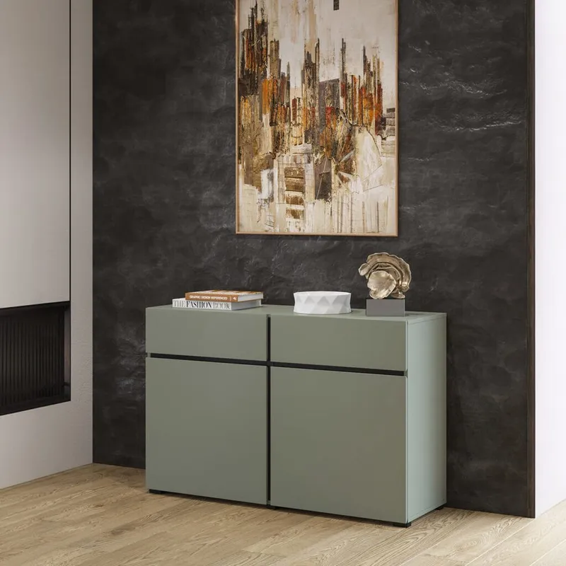 Skænk Cross 2 Døre med 2 Skuffer - Grøn - Sort - Opbevaring - Opbevaringsmøbler - Skænke & sideboards