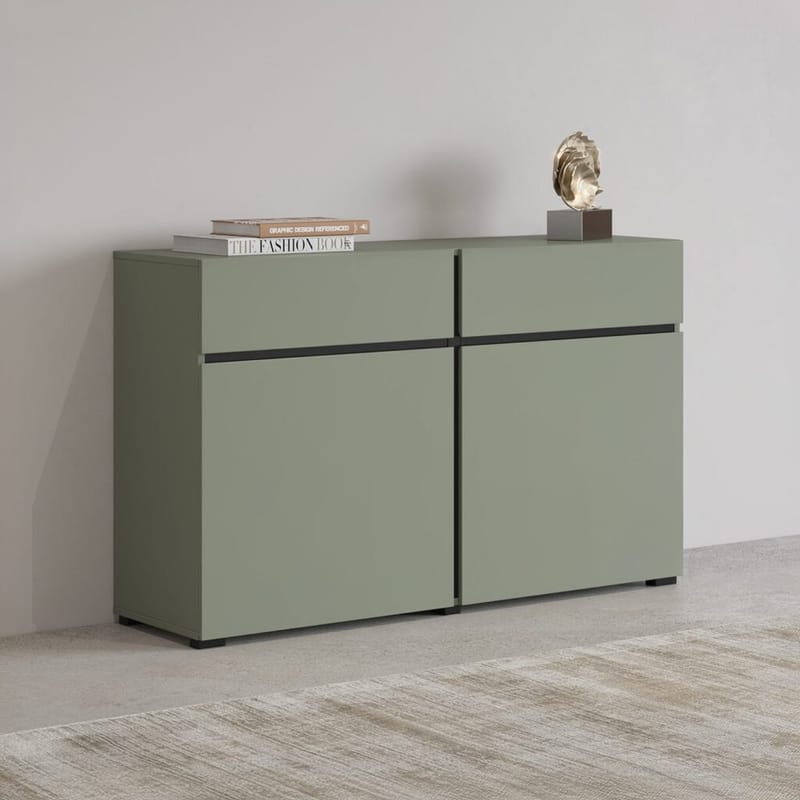 Skænk Cross 2 Døre med 2 Skuffer - Grøn - Sort - Opbevaring - Opbevaringsmøbler - Skænke & sideboards