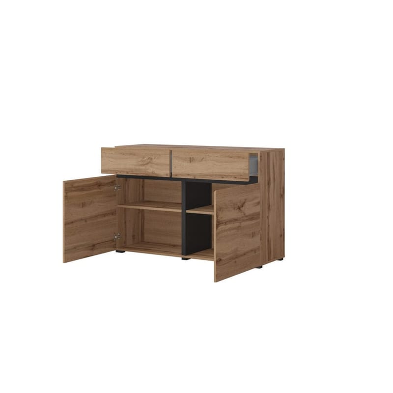 Skænk Cross 2 Døre med 2 Skuffer - Wotan Eg - Sort - Opbevaring - Opbevaringsmøbler - Skænke & sideboards