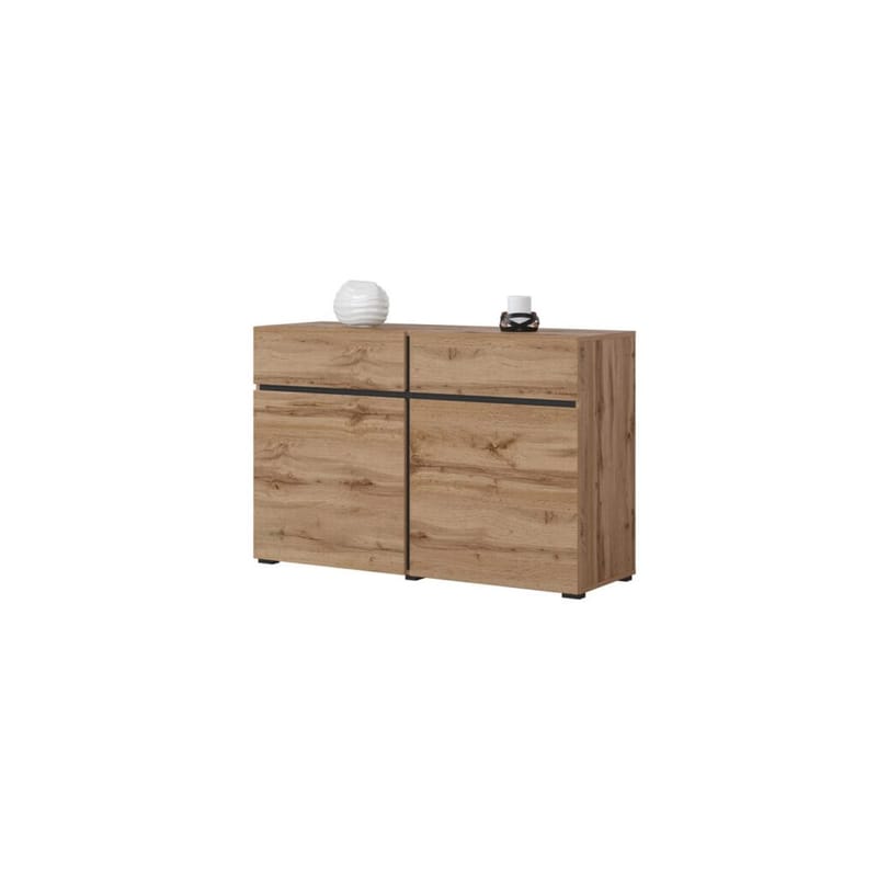 Skænk Cross 2 Døre med 2 Skuffer - Wotan Eg - Sort - Opbevaring - Opbevaringsmøbler - Skænke & sideboards