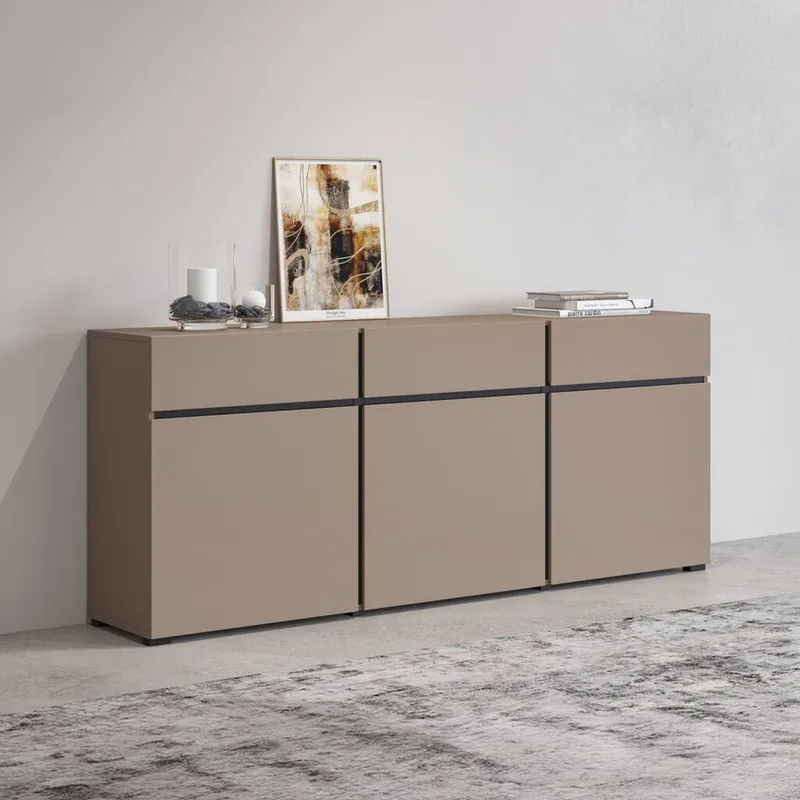 Skænk Cross 3 Døre med 3 Skuffer - Congo - Sort - Opbevaring - Opbevaringsmøbler - Skænke & sideboards