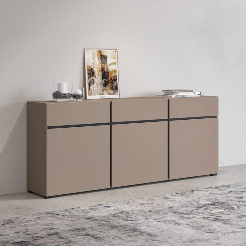 Skænk Cross 3 Døre med 3 Skuffer - Congo - Sort - Opbevaring - Opbevaringsmøbler - Skænke & sideboards