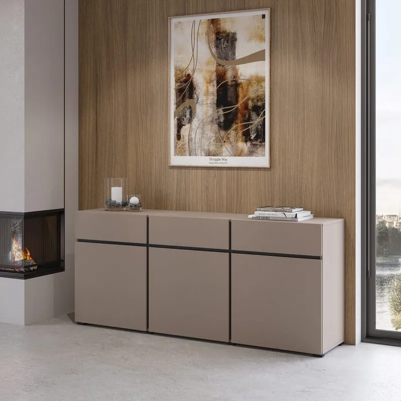 Skænk Cross 3 Døre med 3 Skuffer - Congo - Sort - Opbevaring - Opbevaringsmøbler - Skænke & sideboards