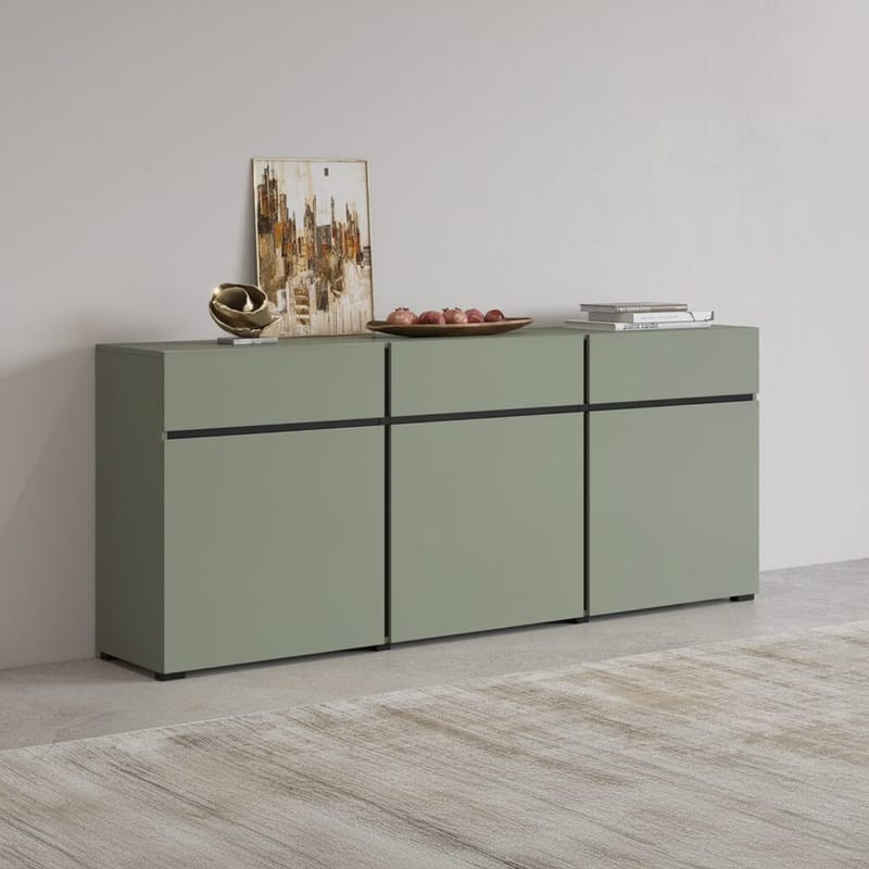 Skænk Cross 3 Døre med 3 Skuffer - Grøn - Sort - Opbevaring - Opbevaringsmøbler - Skænke & sideboards