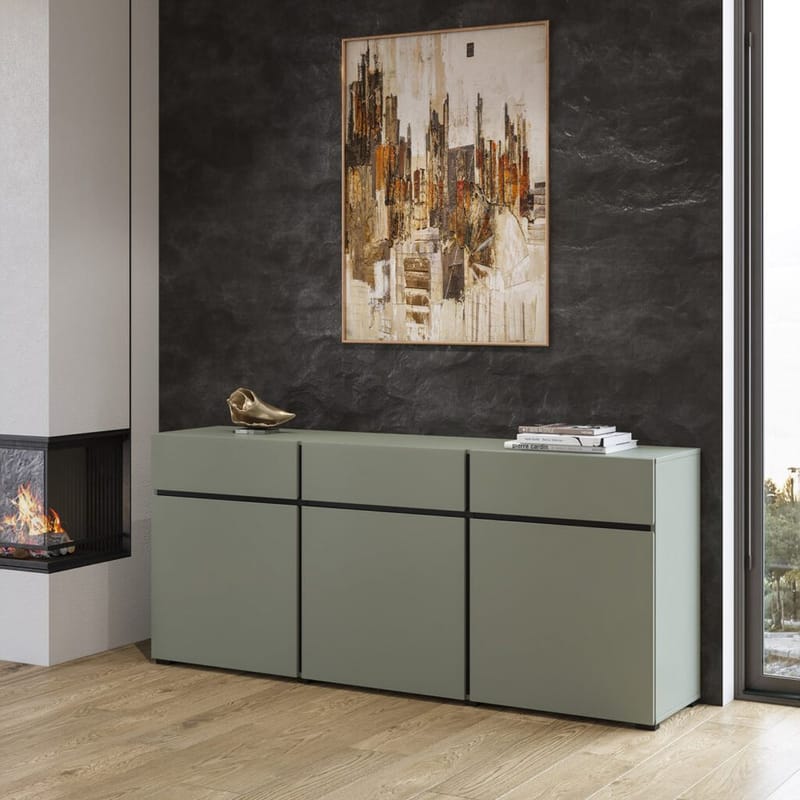 Skænk Cross 3 Døre med 3 Skuffer - Grøn - Sort - Opbevaring - Opbevaringsmøbler - Skænke & sideboards