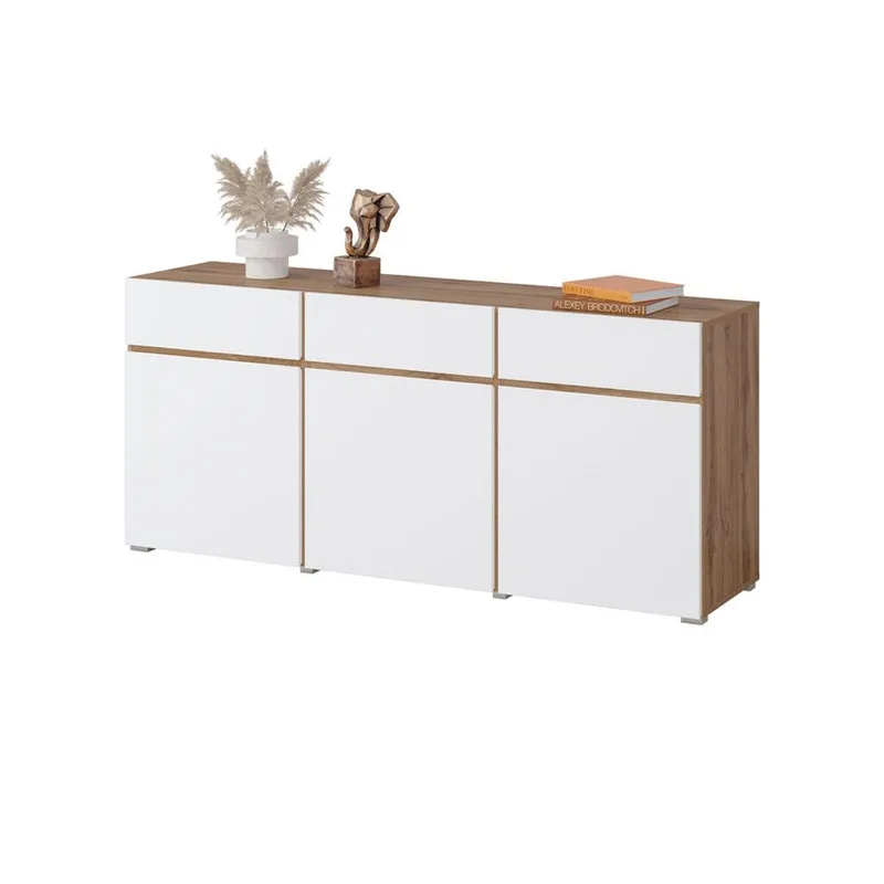 Skænk Cross 3 Døre med 3 Skuffer - Hvid - Opbevaring - Opbevaringsmøbler - Skænke & sideboards