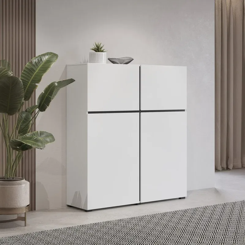 Skænk Cross 4 Døre - Hvid - Sort - Opbevaring - Opbevaringsmøbler - Skænke & sideboards