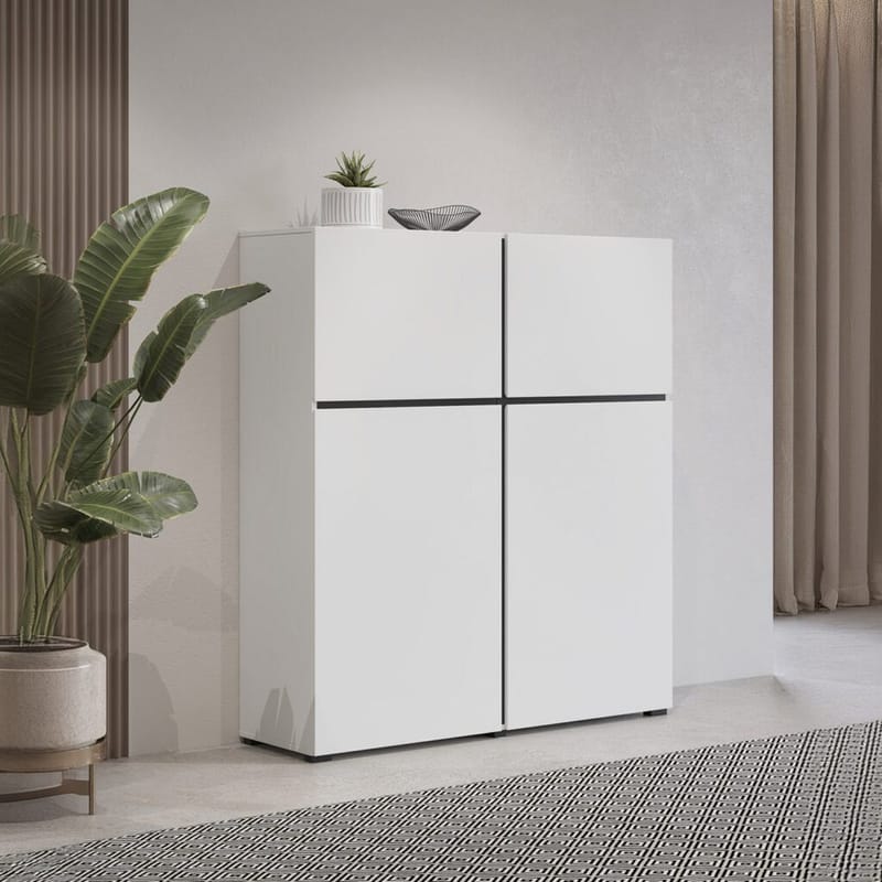 Skænk Cross 4 Døre - Hvid - Sort - Opbevaring - Opbevaringsmøbler - Skænke & sideboards