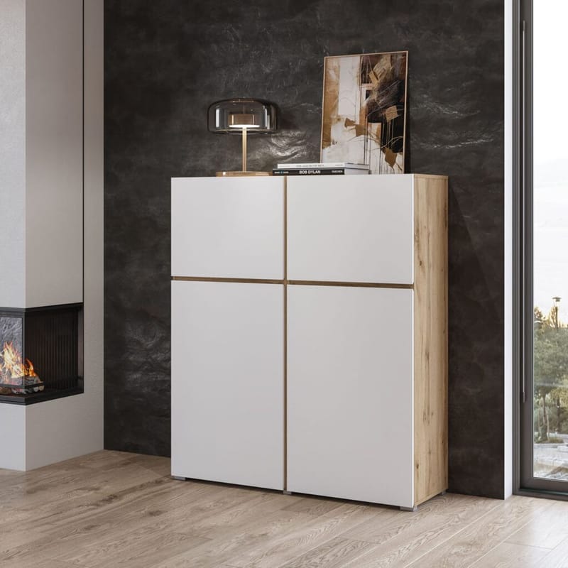 Skænk Cross 4 Døre - Hvid - Opbevaring - Opbevaringsmøbler - Skænke & sideboards