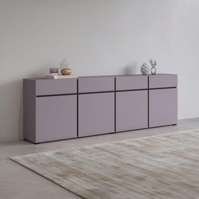 Skænk Cross 4 døre med 4 skuffer - Blomme - Sort Onyx - Opbevaring - Opbevaringsmøbler - Skænke & sideboards